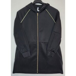 Fabletics Women's Size Medium Tech Knit Full Zip Hoodie Jacket Black Relective